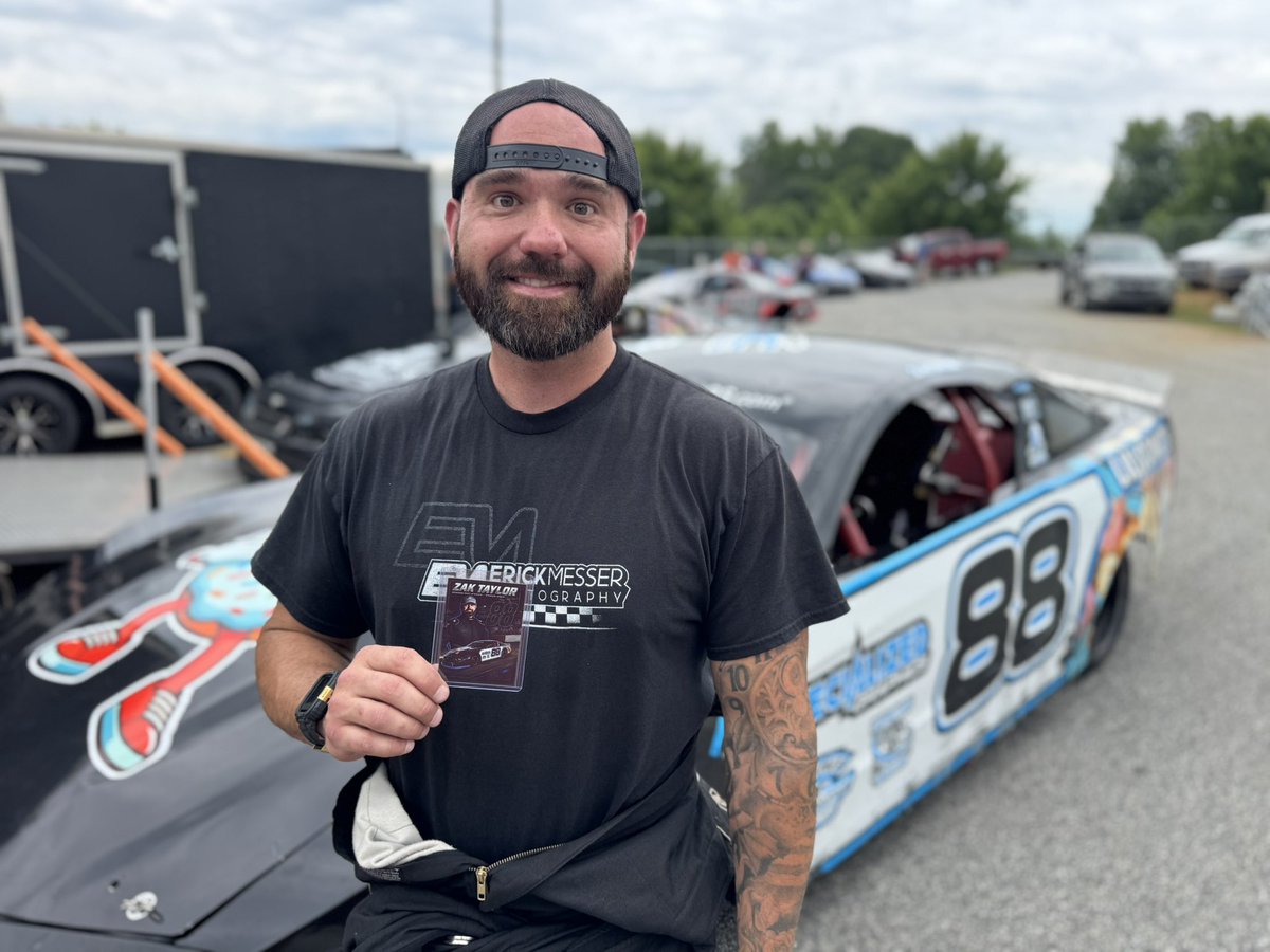 therepave's tweet photo. Stadium Stock racer Zak Taylor now has his own trading cards. 

Taylor will be autographing them and handing them out to fans. He is also the owner/operator of Lil Donuts 🍩- always a fan favorite at Bowman Gray Stadium. https://t.co/aVbYg11aBO