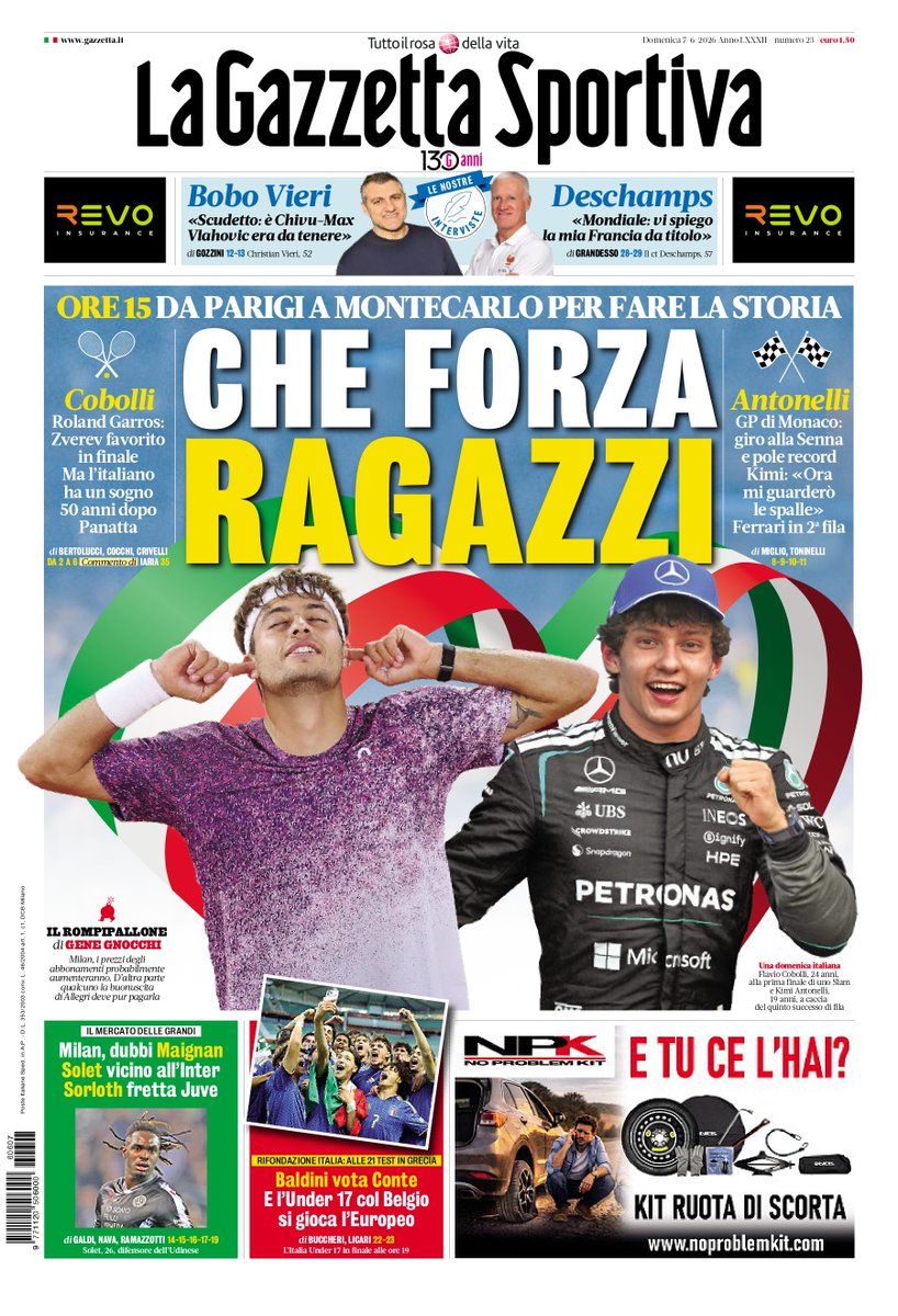 Gazzetta_it's tweet photo. La #primapagina della Gazzetta di oggi
CHE FORZA RAGAZZI https://t.co/uaBOVg6v5T