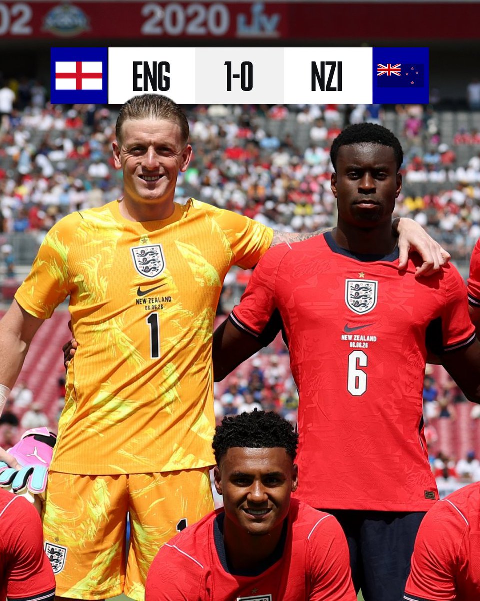 Everton's tweet photo. Victory and a clean sheet for Jordan Pickford as the Three Lions defeated New Zealand in Tampa. 🏴󠁧󠁢󠁥󠁮󠁧󠁿 https://t.co/FF0GnVZHVu