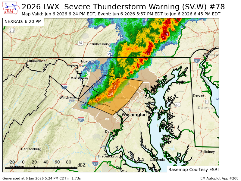 DMV_WX's tweet photo. LWX continues Severe Thunderstorm Warning [wind: 60 MPH (RADAR INDICATED), hail: <.75 IN (RADAR INDICATED)] for Baltimore, Baltimore City, Carroll, Frederick, Howard, Montgomery [MD] and Fairfax, Loudoun [VA] till 6:45 PM EDT https://t.co/HhW1T3nSQs https://t.co/mv8qD7utgV
