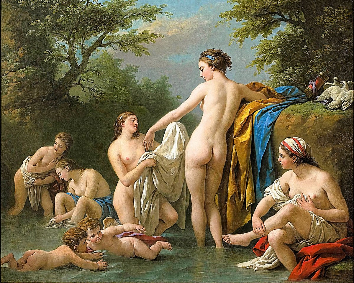 Zee_Numb's tweet photo. "Venus and Nymphs Bathing" (1776) 
By Louis-Jean-François Lagrenée. 
French painter. (1724-1805)
Mythological painting. https://t.co/RNYDEXNGLI