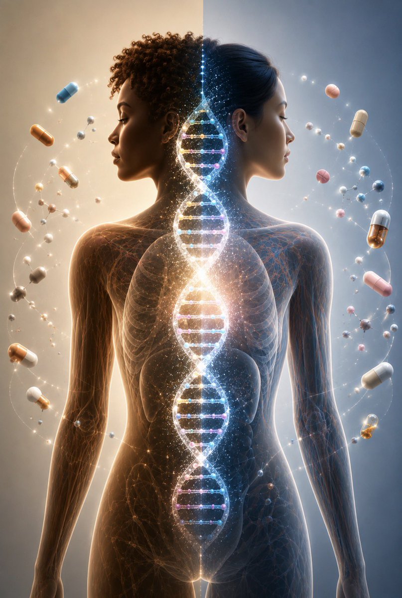 Topiramatee's tweet photo. Au final, ce qui importe le plus n’est pas la couleur de peau.

Ce sont les enzymes, les transporteurs, les récepteurs, les protéines HLA etc, bref le profil génétique du patient ! 

Et c’est tout l’enjeu de la médecine personnalisée ! 🤓 https://t.co/GsExE3b5i3