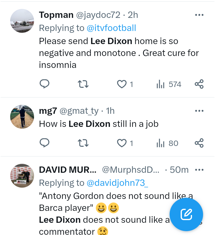 exolablog247's tweet photo. Lee Dixon is trending in the UK because the pundit and commentator is receiving severe criticism for his commentary on ITV's broadcast of England's pre-World Cup match earlier tonight. 

Netizens are accusing the pundit of relentlessly picking apart England's tactical approach and for giving an entirely negative and "joyless" commentary throughout the match against New Zealand.
HN