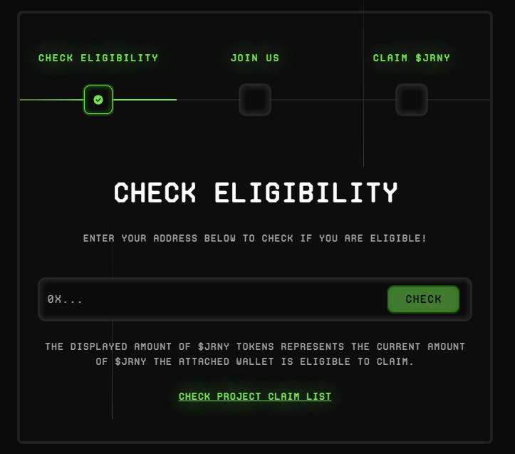 JRNYCLUB's tweet photo. The $JRNY token claim checker is live!

Many NFT communities are eligible.

👉Check it here: https://t.co/ybU5OhtGTs https://t.co/iY4CWciWVi