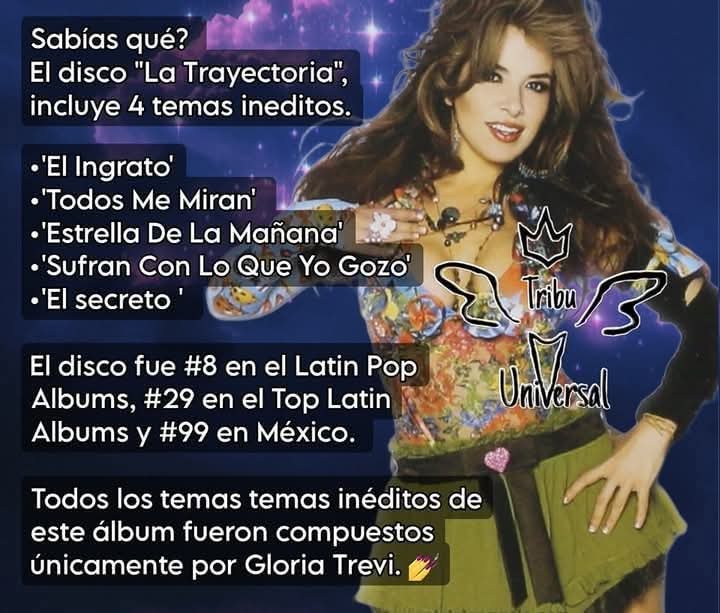 TribuUniversal's tweet photo. 20 años del álbum #LaTrayectoria. 👑🤘🏻 @GloriaTrevi #GloriaTreviFan https://t.co/hyOHr0EjuK