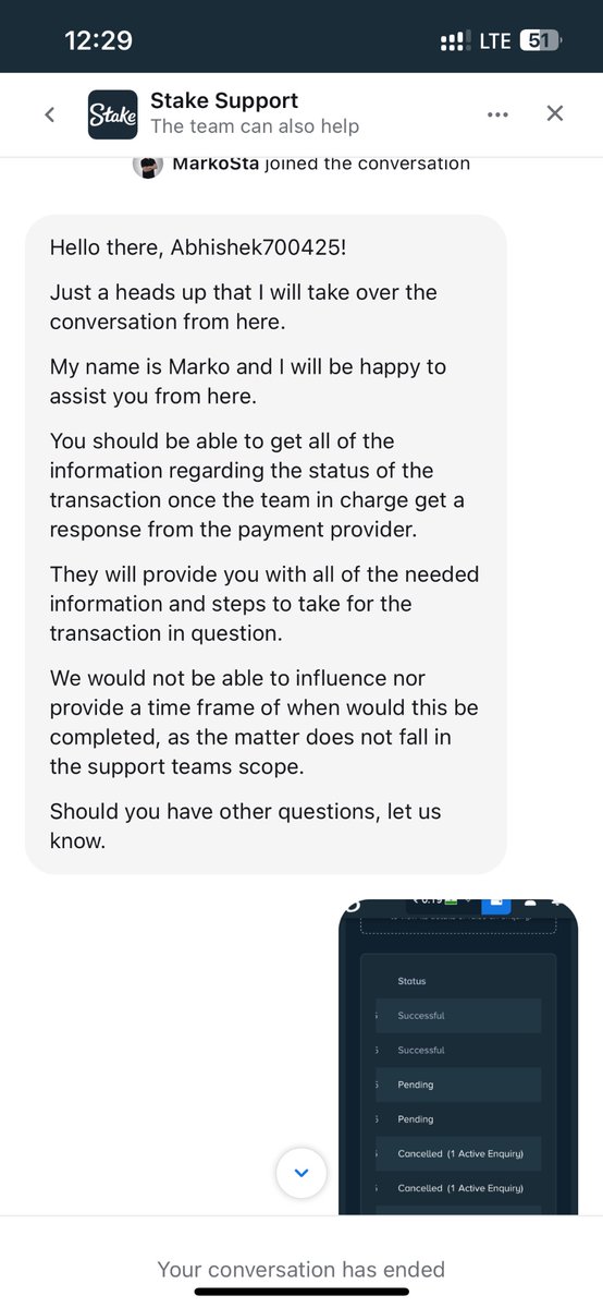 07abhii's tweet photo. @Stake @StakeIND Tbh you have the worst Customer support. After providing them all the proofs and documents they on rely on provider.l just have one simple https://t.co/rpxPMhD0Ss I'm depositing to stake or your provider?Is this my job to talk to the provider or yours? https://t.co/2Ep0gVI575