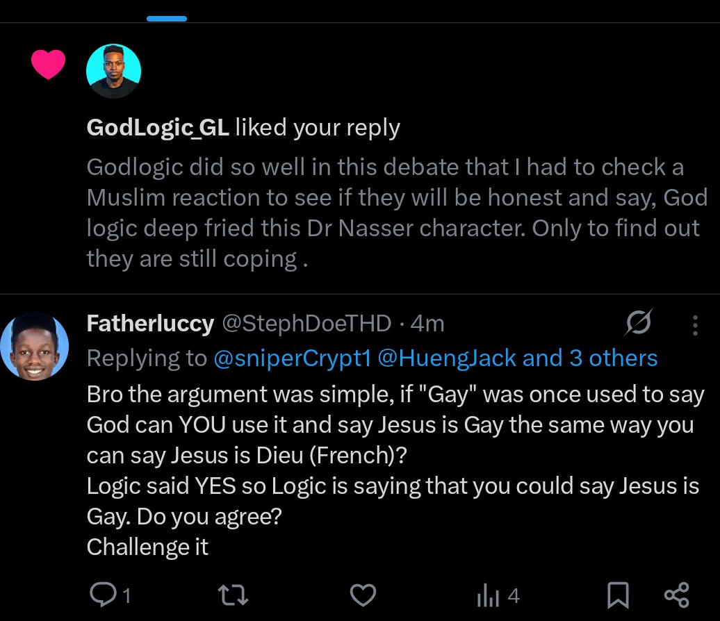 sniperCrypt1's tweet photo. @StephDoeTHD @HuengJack @IslamicPackers @muslimorthodoxy @GodLogic_GL Godlogic just liked my comment again  he is reading my comments man , you better don't disgrace your self. While the best Christian Apologist is watching https://t.co/LCdLwrkvhY
