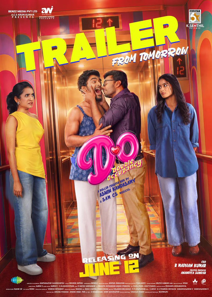 TTSR_Official's tweet photo. #DoubleOccupancy Trailer From Tomorrow📢
#DOFromJune12 💕
@ttsr_official @vijayavikashm #DO #Santhosh #VinothKishan #ReshmaVenkatesh #SamyukthaViswanathan #SamCS #AshwinKandasamy #CinemaUpdate #KollyWood #Cinema #India #TTSR #TamilTVSatellitesRights #VijayaVikash
#VIJAYAVIKASHM https://t.co/MVlj9k8jNu