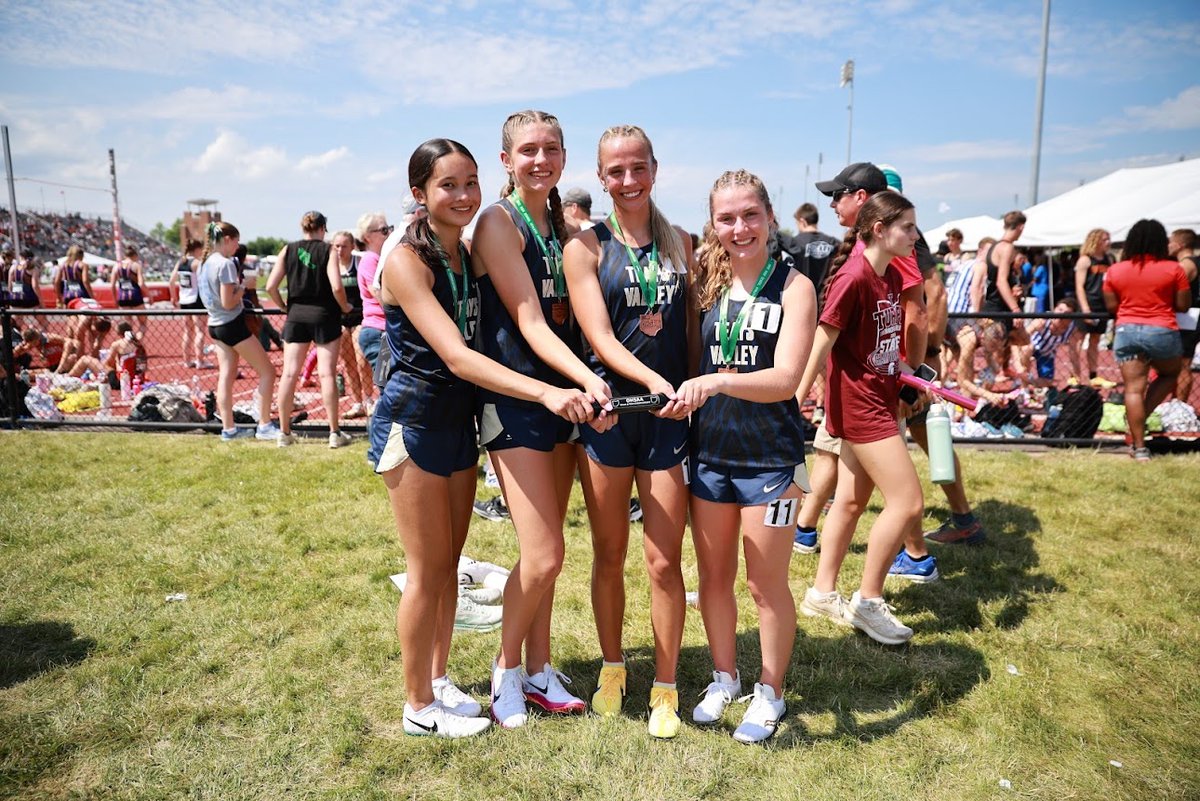 TeaysXC's tweet photo. Congratulations to the 4x800 team of Addison Keplar, Grace Thanasack, Khloe Maxwell, and Reese Galinger for finishing 7th at the State Track Meet, ending the season on the state podium, and earning 1st team All-Ohio honors! All firsts for a Teays Valley relay team. #HistoryMade https://t.co/bvkFlj9rIs