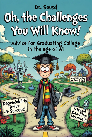 coptops's tweet photo. Here the next interesting idea for AI.  Have AI draft a simple very short book for new college grads entering the AI impacted workforce.  GROK, Claude and Chat_GPT have all helped put the book together in 3 days.  1 day to write it (Claude), 1 day to develop the images (GROK) and 1 day to review and edit the book (Chat_GPT).

The original thought was to create a sequel to the Dr. Seuss graduation book “Oh, The Places You Will Go!” called “Oh, The Challenges You Will Know!” – see the book cover below.  We used a previous meme as a starting point to build the book around.

The AI’s did an amazing job developing the book and they had me laughing as each AI added their own flair to the book.  It takes around 30 minutes to read and GROK’s images are funny and worth checking out.

Here is the link to the short book if anyone is interested in seeing the book by AI:

https://t.co/9RX91JwGBp