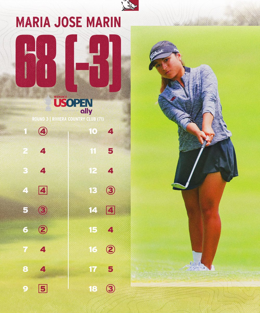 RazorbackWGolf's tweet photo. HUGE third round for Majo at the @uswomensopen 🔥

She's in the clubhouse at 2-under for the week and (currently) T10 and the low am! https://t.co/YT8oFiTbWU