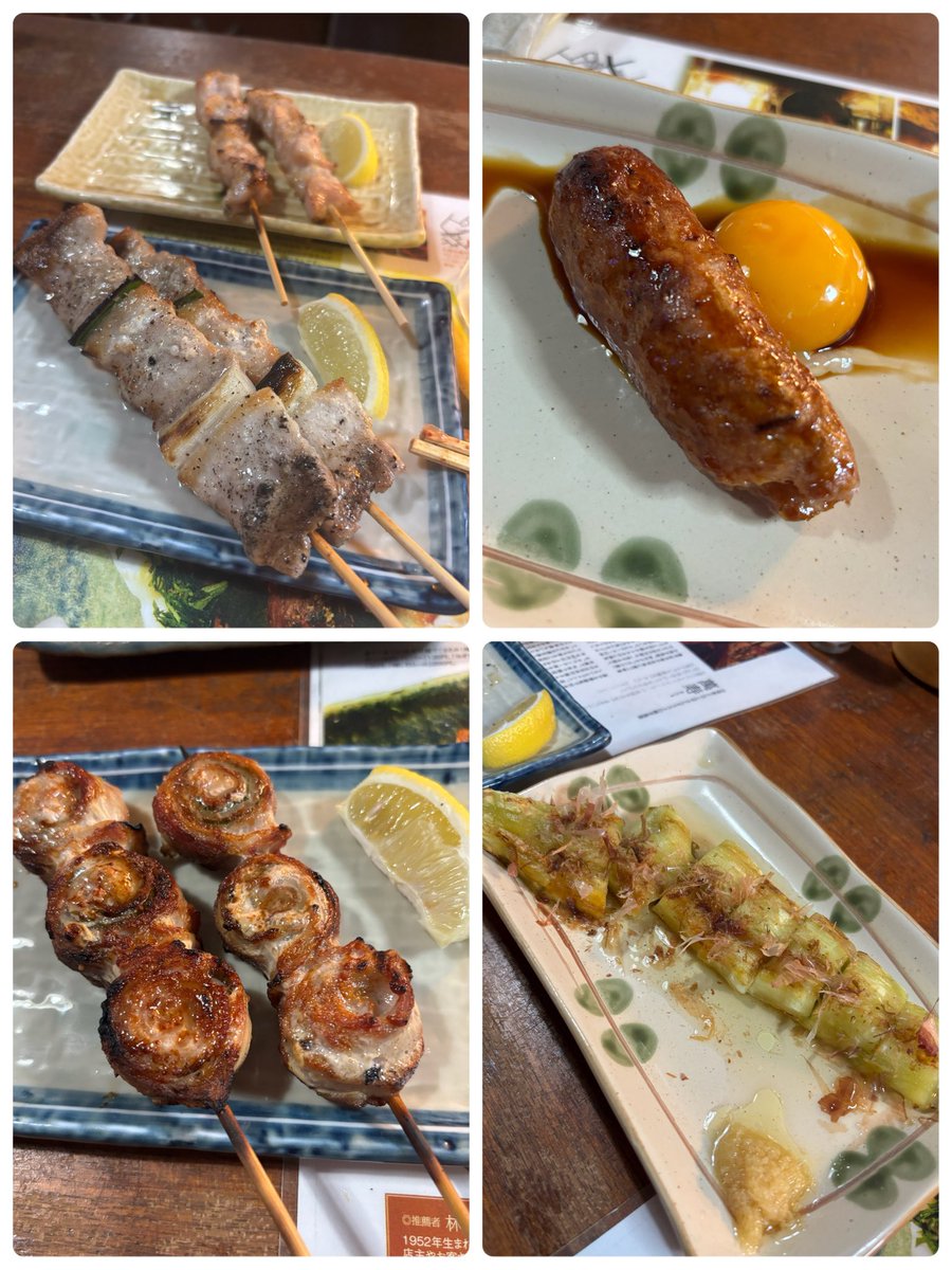 hi_rame_dkdn's tweet photo. 昨日は家から1番近い居酒屋に行きました。

5人くらいのカウンターしかない小さな焼き鳥屋。すげぇ入りづらかったけど
いざ入ったら焼き鳥は美味いし、店主おしゃべりでクソ陰キャワイでも話弾むし
2時間半くらい居座って大量飲酒した。

レバー、納豆、すき身、豚串、梅しそロール、好き。 https://t.co/W1VNyqgWCr