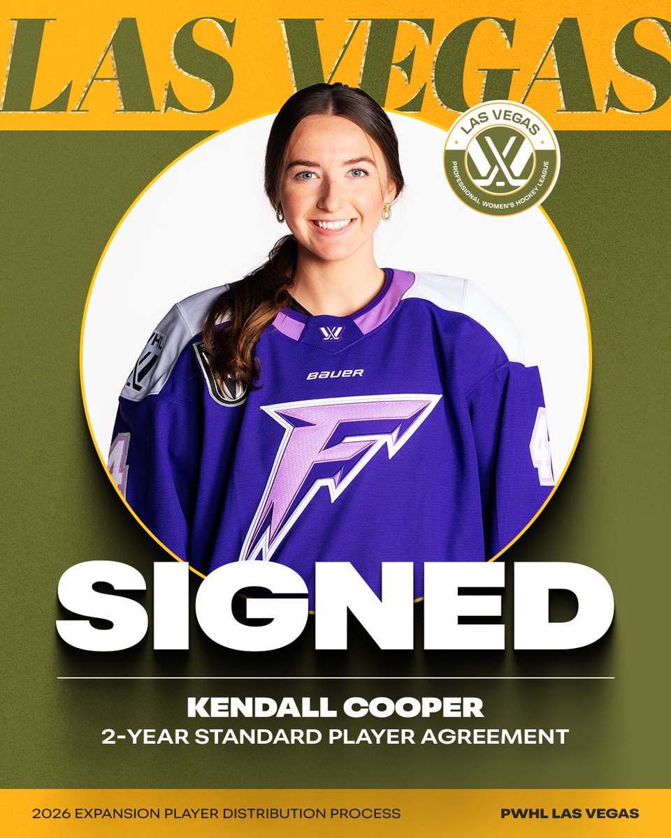 pwhl_lasvegas's tweet photo. Coop, there it is 😏

2025 PWHL Draft sixth overall pick Kendall Cooper joins PWHL Las Vegas on a two-year Standard Player Agreement.

🗞️ https://t.co/M7iSKPqTEp https://t.co/D3T1UwJEsK