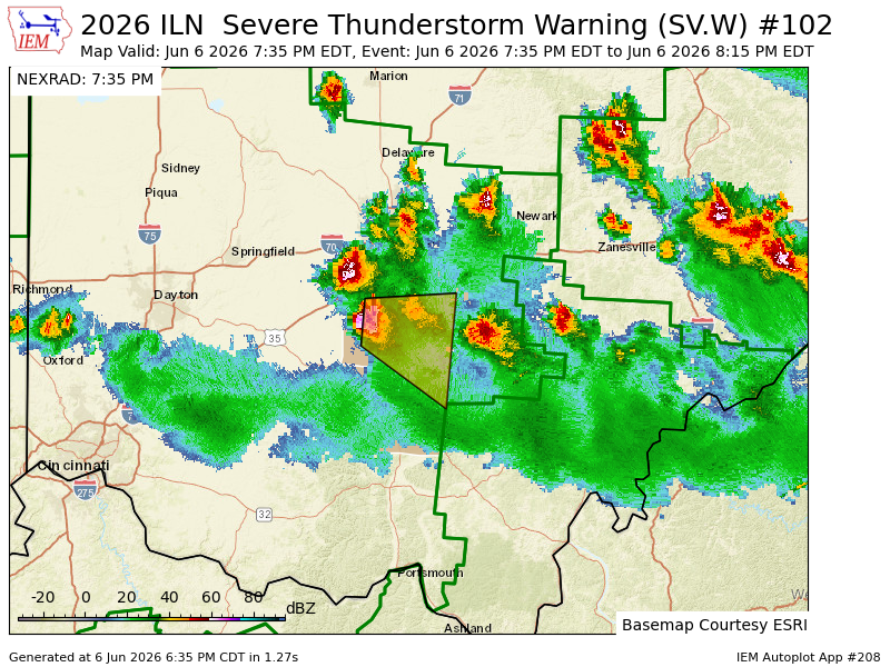 hamcoarpsc's tweet photo. ILN issues Severe Thunderstorm Warning [wind: 60 MPH (RADAR INDICATED), hail: 1.00 IN (RADAR INDICATED)] for Fairfield, Pickaway, Ross [OH] till 8:15 PM EDT https://t.co/W0NyEPk9vS https://t.co/em61cdQ1sr