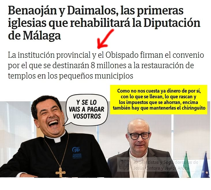 maestra_gui's tweet photo. En Andalucía también está el chiringuito de los caminos del rocío que le dio el @ppandaluz al que dice que canta josé M S0t0, más el dineral que se gastan en la tauromaquia, o lo último en capellanes para hospitales o restaura iglesias , manda egs!  #MalasLenguasN https://t.co/IlMobli9iv
