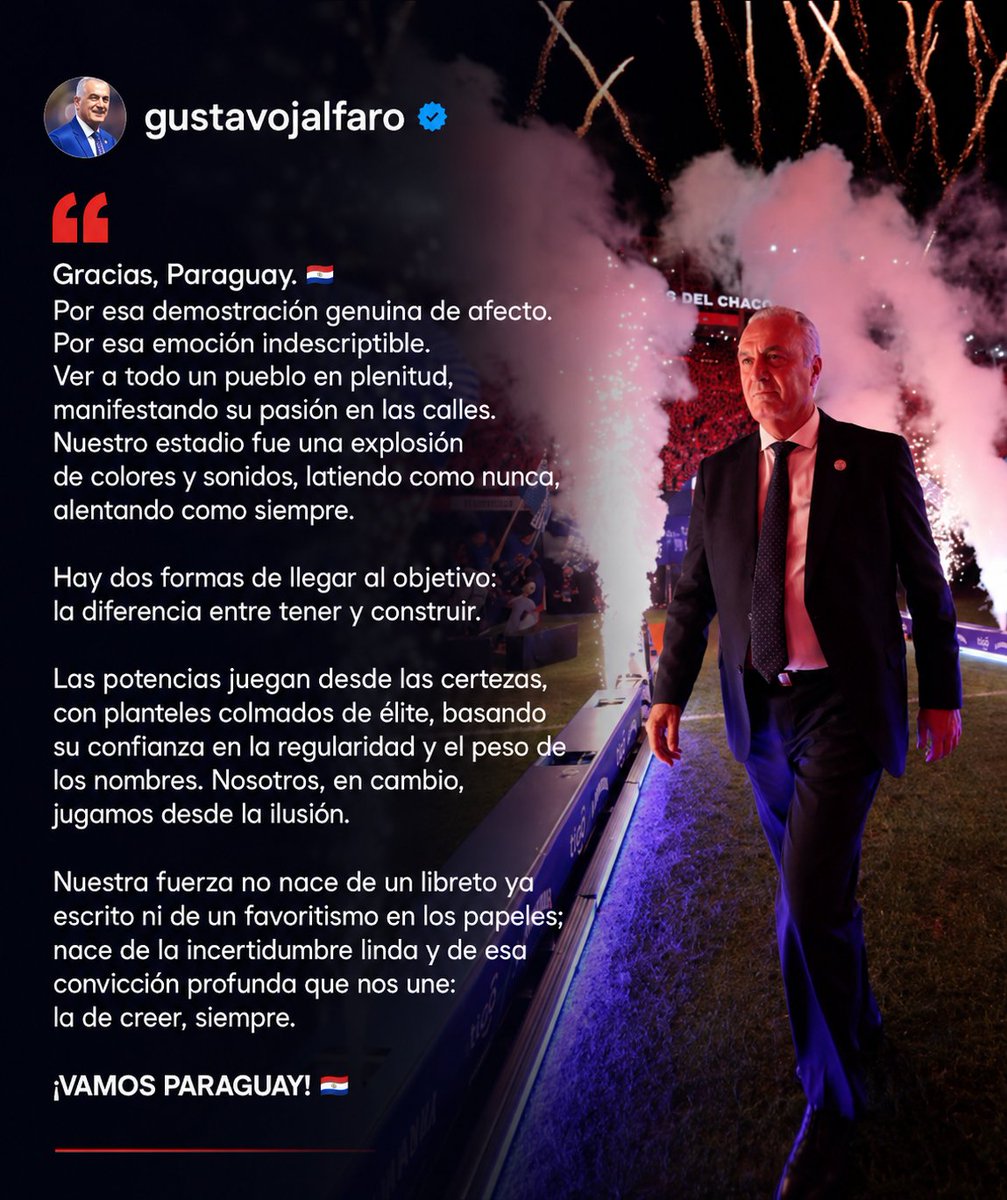 MarcosFerCorrea's tweet photo. Creer siempre. Esa fue la enseñanza de Gustavo Alfaro. 🇵🇾" https://t.co/dWklixcsbf