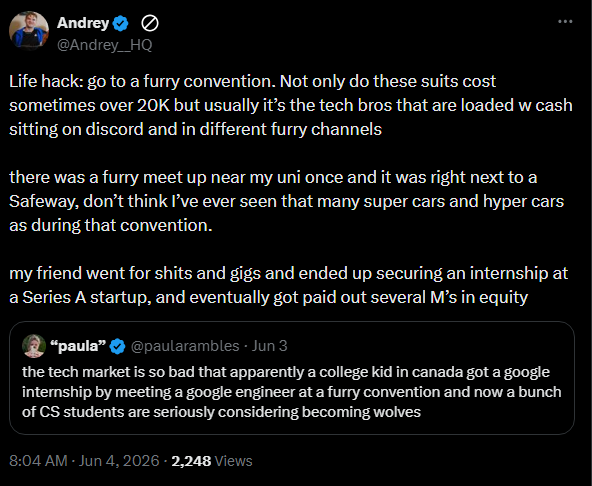 muonpoly's tweet photo. it's nice that furries have gotten ostensible increases of acceptance within society and more specifically american society, however it comes with the caveat that the community will be used for personal gain by those who were never interested in accepting furries/queers before. https://t.co/ziJLs35NfO