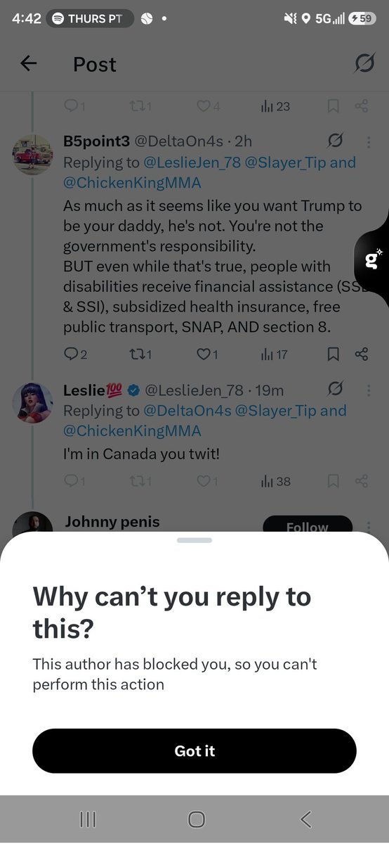 DeltaOn4s's tweet photo. @JohnnyPenisUFC @LeslieJen_78 @Slayer_Tip @ChickenKingMMA Wat a Canadian response. 🤣🤣 https://t.co/oG435qVYxf