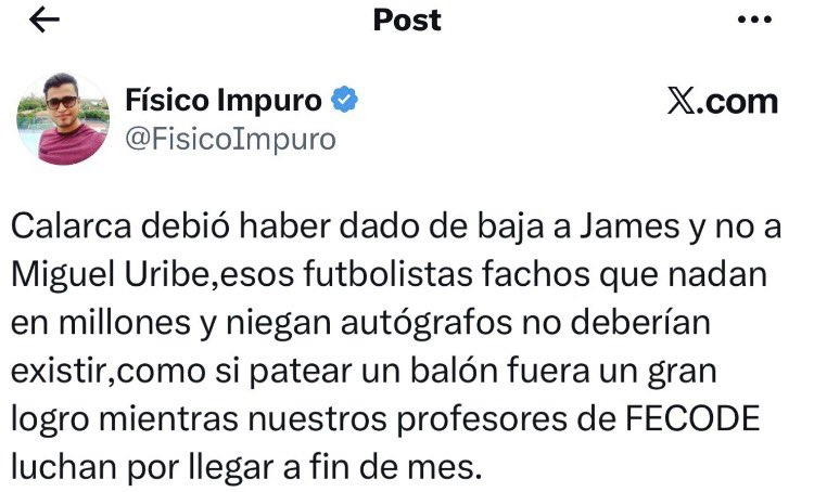 Jorge25529699's tweet photo. 🇨🇴🪖✒️ @FiscaliaCol @PoliciaColombia , hace unos mundiales de futbol atrás vivimos la dolorosa historia de ANDRES ESCOBAR y su fin, solicito @TwitterLatAm y organismos de seguridad cancelar la cuenta de este individuo y ser investigado por incitar al asesinato. @FisicoImpuro🚩 https://t.co/c4jbTEWpYB