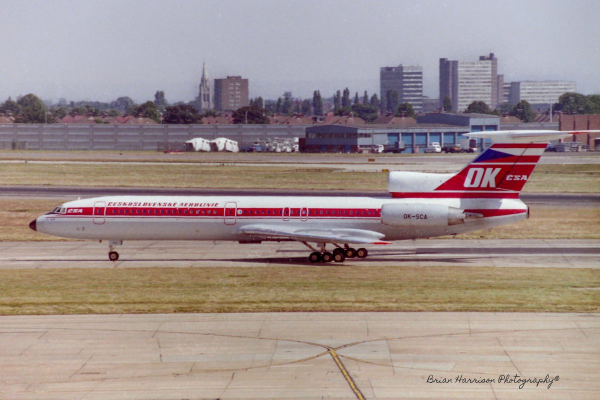 brianharrison72's tweet photo. ČSA - Československé Aerolinie Tupolev Tu-154M, OK-SCA LHR/EGLL June 1985. @HeathrowAirport https://t.co/0t3fPUsLsR