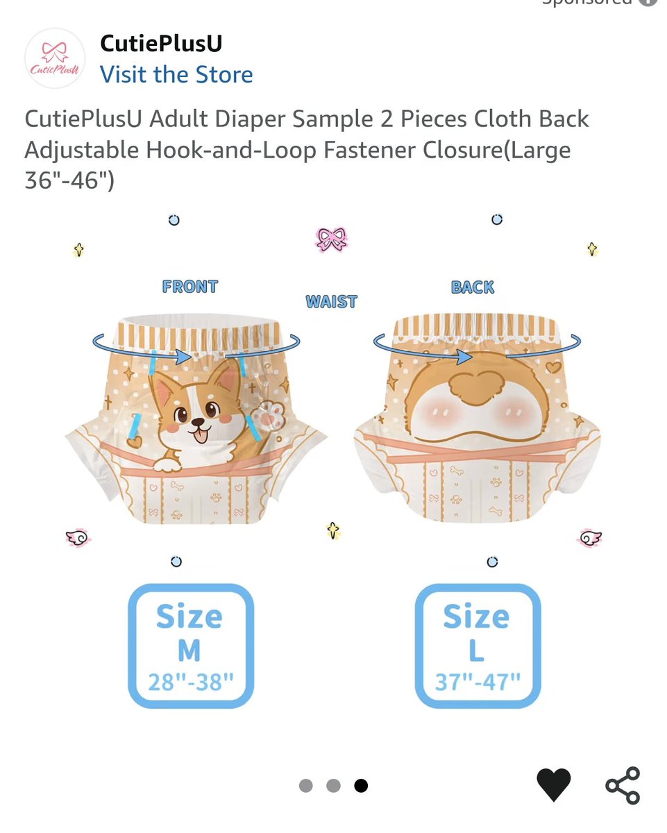 Codyomega97's tweet photo. Cutieplus2 released samples on Amazon and have this corgi diaper, honestly this is the best design for these animal butt styles that a few companies are making for some reason https://t.co/Hn1PEY79w9