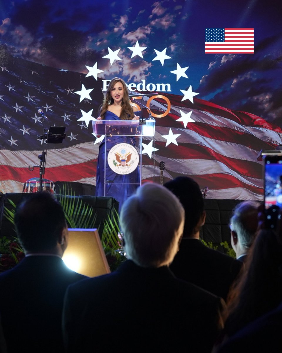 usembislamabad's tweet photo. Lighting up the Islamabad sky with freedom! We celebrated 250 years of American freedom and nearly 80 years of U.S.-Pakistan friendship with music, anthems, and fireworks. Together, we look ahead to a brighter future. #Freedom250 #USAinPakistan

آج اسلام آباد کا آسمان آزادی کے رنگوں سے جگمگا اٹھا۔ موسیقی، قومی ترانوں اور شاندار آتش بازی کے ساتھ ہم نے امریکی آزادی کے 250 سال اور پاک امریکہ دوستی کے تقریباً 80 سال منائے۔ مل کر ہم ایک روشن مستقبل کی طرف بڑھ رہے ہیں۔