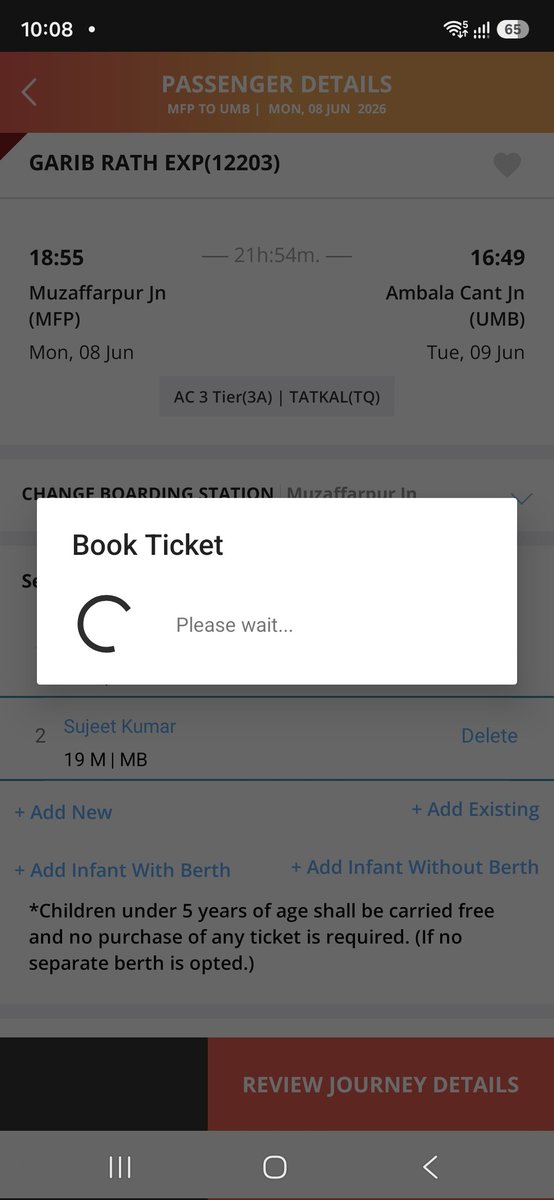 rahul_69's tweet photo. @RailMinIndia @IRCTCofficial @aajtak @ABPNews @AshwiniVaishnaw Day 8 Same problem, same "High Load" error passengers keep struggling while Tatkal tickets disappear within minutes. Please investigate and fix the system urgently 

#Tatkal #IRCTC #IndianRailways https://t.co/TRKgUK7xPV