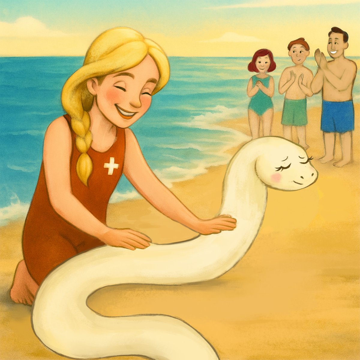 MooreWordsmith's tweet photo. Hey, I have an adorable book filled with fun art that you'd probably enjoy.

It's filled with lovely art and it's about an adorable white python who learns how to swim.

Here's a sample of the art and if you want the full experience, then I'll put a link in the replies. 👇🏻 https://t.co/bDYEJteCuT