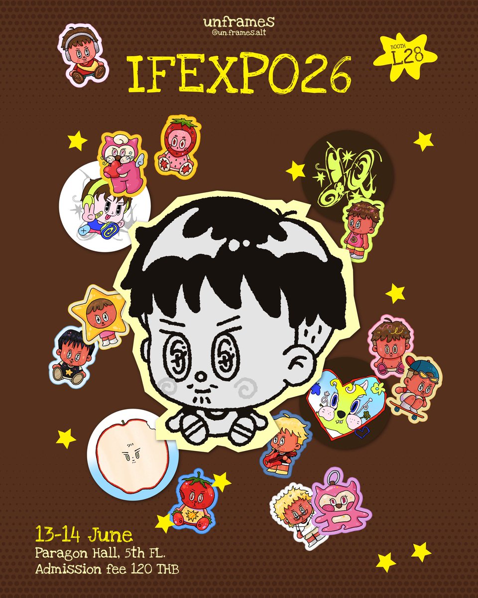 unframes01's tweet photo. ✮⋆˙ Menu for #ifexpo26 ꩜
➤ Booth L28 | unframes
   Paragon hall, 5th FL.
   Admission fee 120.-

New merch has arrived at IFEXPO26 ~*
สติกเกอร์ Collection ใหม่ กับพวงกุญแจที่มีจำนวนจำกัด *อาจจะมีของแถม ˎˊ˗

ไว้เจอกันนะครับกับ งาน ifexpo ครั้งแรก .ᐟ https://t.co/XWVH3bTHN9