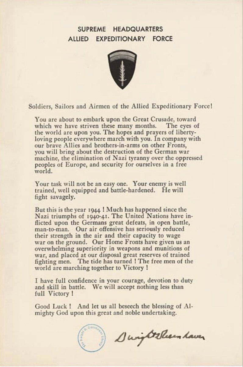 kenrrvc's tweet photo. @BobPagesports Gen. Eisenhower’s Orders of the Day for 6 June 1944: https://t.co/8NHN5Hr4SO