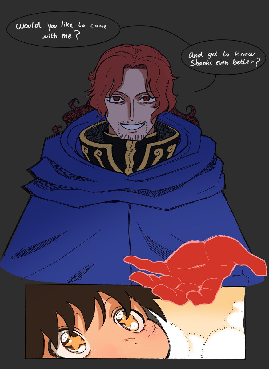 m0thscandle's tweet photo. GUESS WHO’S BACK
Anyway here’s a silly comic based on the idea of
 ‘what if shamrock DOESN’T blow up luffy within 2 seconds of meeting him but keeps him around instead on the off chance he becomes a tiny human nuke’

1/2

#ONEPIECE #luffy #shamrock https://t.co/Rv95rmlcxk