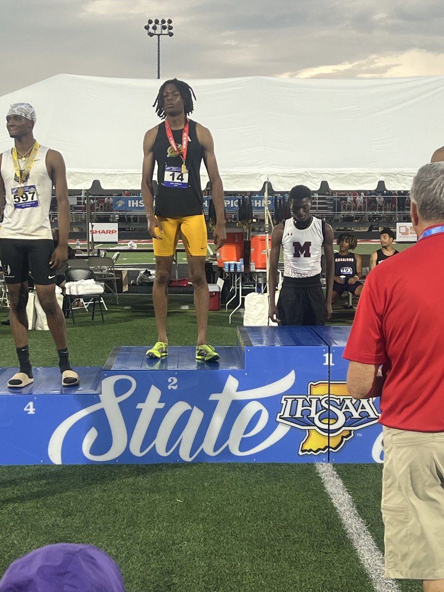AvonJumps66219's tweet photo. John Adebayo is your state runner up in the long jump with a leap of 24’.25 setting a new PR at the 2026 IHSAA track and field State finals!!!! https://t.co/wC1THuZXqz