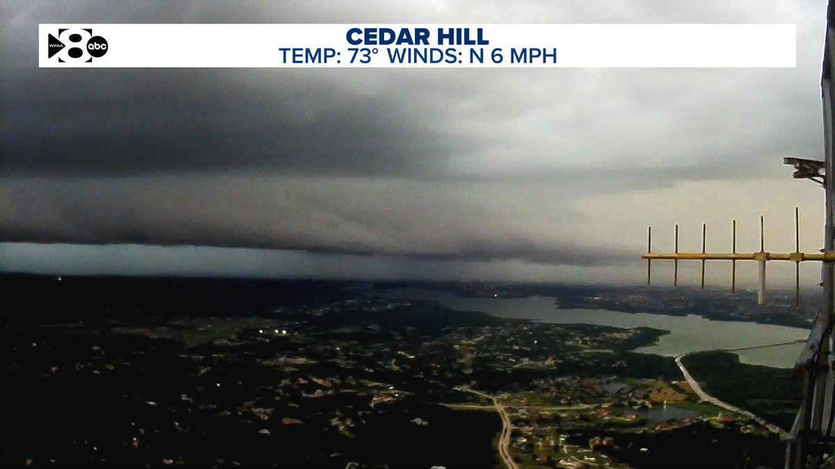 wfaaweather's tweet photo. SHELF! Our Cedar Hill towercam is capturing an incredible shelf cloud right now. This storm is moving into SW Dallas County from NE Johnson County. https://t.co/EEtZzapTxM