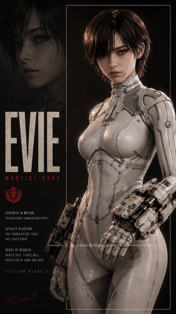 AIna_artmusic's tweet photo. Evie cover wallpapers are kinda going crazy… 👀🔥

Studio cover.
Concept sheet cover.
Clean white poster.
Dark cinematic city cover.
Low-angle hero cover.

Same Evie.
Totally different energy.

That’s what makes this set hit so hard—
one character, multiple moods, all main-character energy.

Which Evie cover hits the hardest? 👇

Drop your pick.
Mine keeps changing every time I swipe 😭🔥 I updated a look a little bit 😅

#StellarBlade #StellarBlade2 #Evie #Wallpaper #PosterDesign #SciFiArt #Cyberpunk #GameArt #AIart #fanart #AIna_artmusic