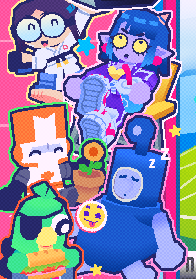 aalong64's tweet photo. I always love seeing Sublo and Tangy Mustard among the other Newgrounds characters in the site banners and wall art! the Low Poly Day art by @vippori is so good. I like subpar.jpg in the corner https://t.co/gNmd6Jthjq
