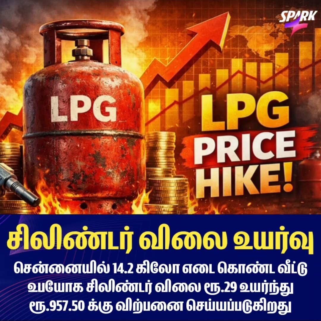 SparkPluz_'s tweet photo. #BREAKING | வீட்டு உபயோக சிலிண்டரின் விலை உயர்வு! https://t.co/X6diyBAYVY