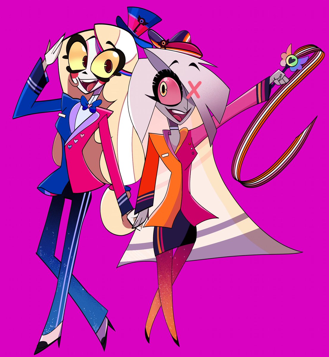 VKiwibat's tweet photo. (REPOST) That pride parade but with pilot chaggie!! 🌈🎀
#Chaggie #HazbinHotel #PrideMonth #Vaggi #Charlie https://t.co/tSxwIcD3nr