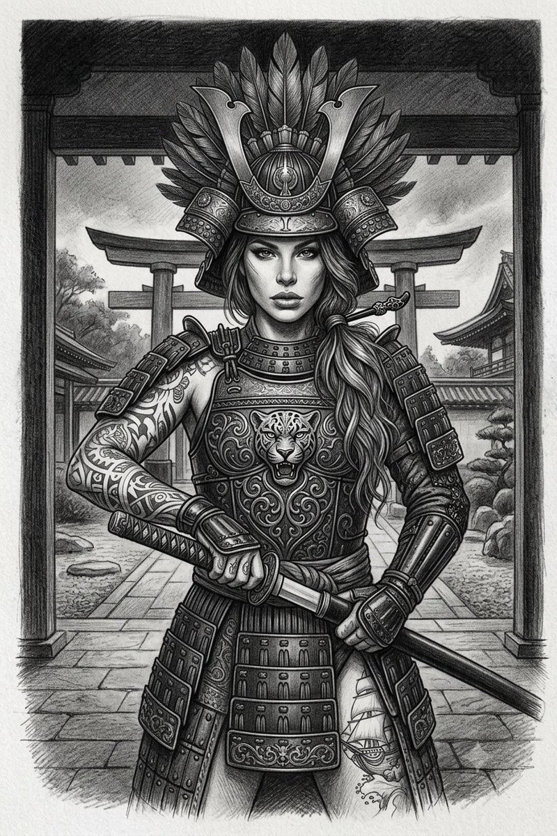 JDB_Florida's tweet photo. @GValentinaxxx "Channeling pure power and elegance. ⚔️ Created this tribute to honor the beautiful #GinaValentina  Reimagined as a Shogun Warrior Princess, every detail was crafted to capture her commanding essence. Inspired by her energy! 👑✨
#DigitalArt #FanArt  #ShogunGina #AIArt https://t.co/fjzZ6L97MT