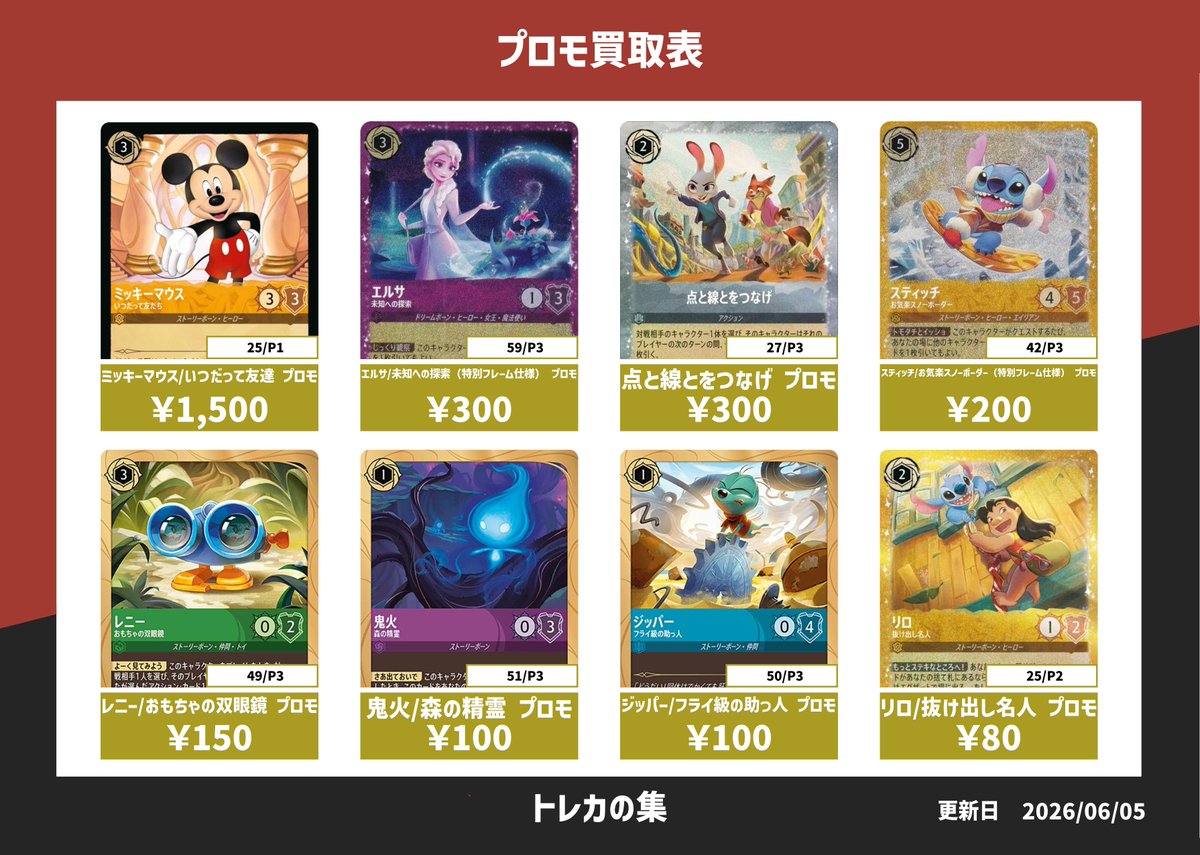 ディズニーロルカナ『未知なる彼方へ』買取表 #トレカの集 #本厚木