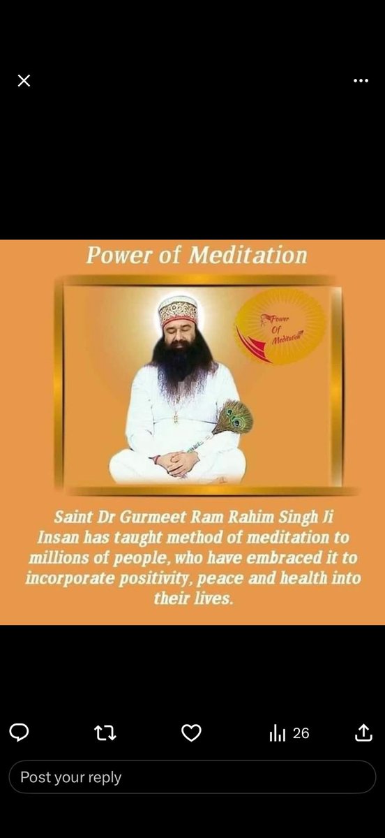 nishamirok's tweet photo. "When there is immense faith, the Almighty turns even the impossible into reality to help us." Saint Gurmeet Ram Rahim ji always encourage their followers to do meditation .
#Faith #Spirituality #devotion https://t.co/ed31OB85cO