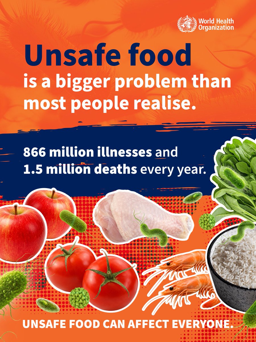 WHONepal's tweet photo. You can reduce your risk from foodborne diseases by: 

✅ Cooking meat all the way through 
✅ Washing fruits &amp; vegetables with safe water 
✅ Keeping food at safe temperatures 
✅ Eating a varied diet 

#WorldFoodSafetyDay #FoodSafety #Nepal https://t.co/GvpGsytA5H