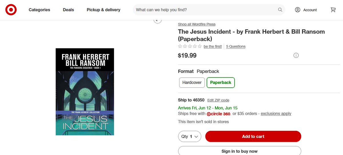 _LUNARMYTH's tweet photo. @IngLockwoodInc recently (as far as I can tell) changed the hyperlink for "Our faith is clear: protect the children" to a page for "The Jesus Incident" on Target's website. The website's URL has "1717 Over the Target" in it. Here's the link and some pics.

https://t.co/qmTBO9rhUX https://t.co/42lZrENHME
