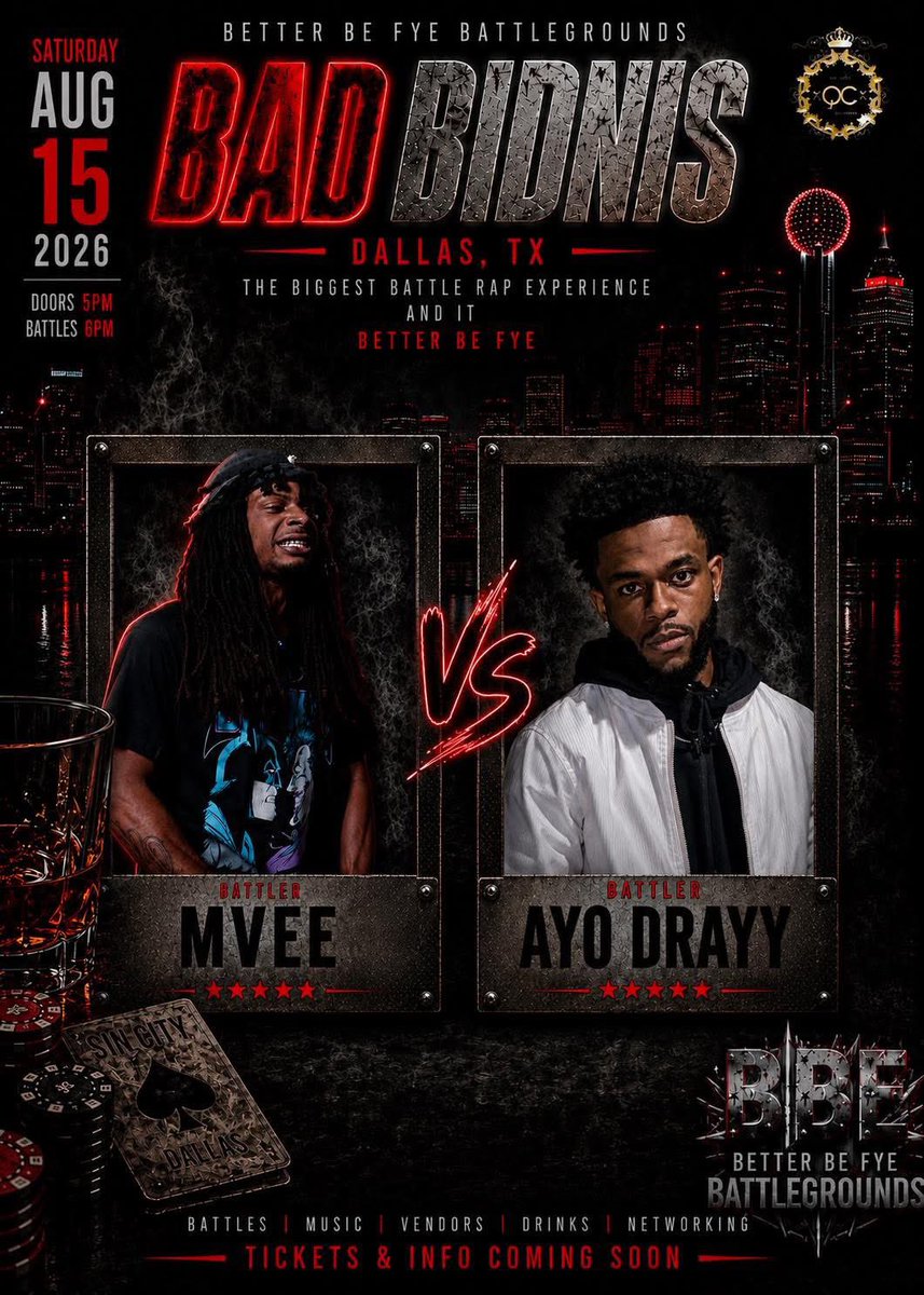AyeItsDrayy's tweet photo. BBF Presents: BAD BIDNIS 😈🥷🏾

DRAYY vs MVEE | Dallas, Tx | Aug. 15 

Hosted By @DarealOnyxx &amp; @ScoNyyLuv | 🍽️ by @Valarie_Brass 

Let’s settle this .. you been begging since you got active in MY city 🥱⏳✍🏽 Fck Ngga https://t.co/wsLIuWcdAD