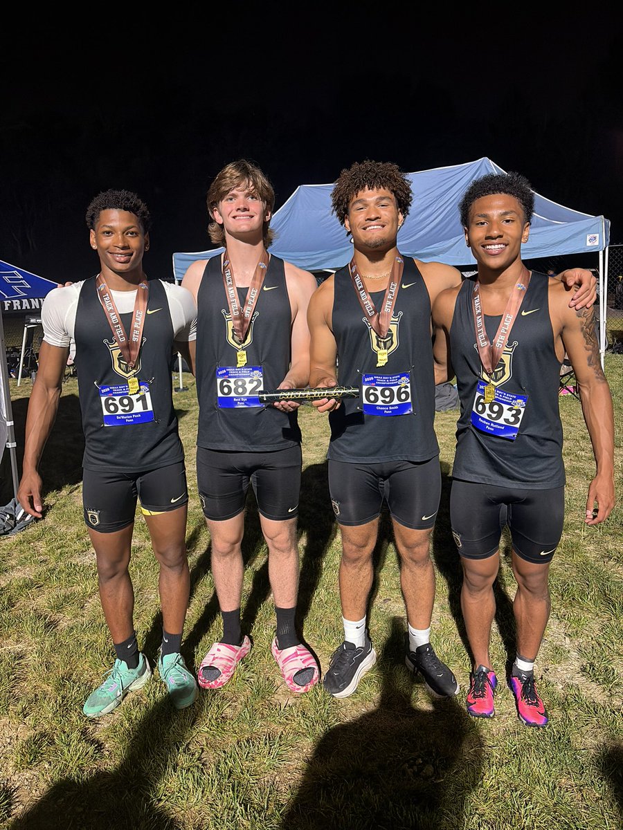 PennStrength's tweet photo. 4x100 Relay STATE MEDALISTS!!!  Congratulations to Peck, Dye, C. Smith, and Rutland!!!   Shout out to Coach Mott!!! https://t.co/9Vm8CM1pnL