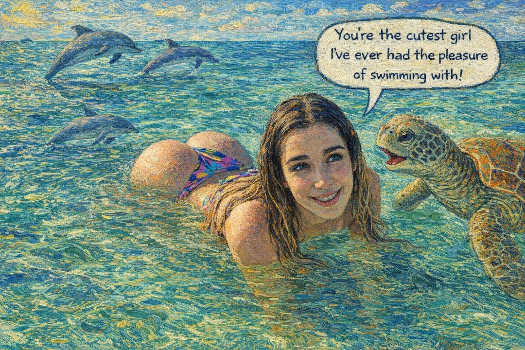 JDB_Florida's tweet photo. "The essence of a perfect day in paradise. 🌊 Created this fan art piece capturing @favonlinesloot living her best life with the sea life. A pleasure to bring this vision to life—hope you all (and especially her!) enjoy the vibe. Truly unmatched. 🐬🐢
#727Jit #FloBoiJit #AIArt https://t.co/sdvesTiSIN