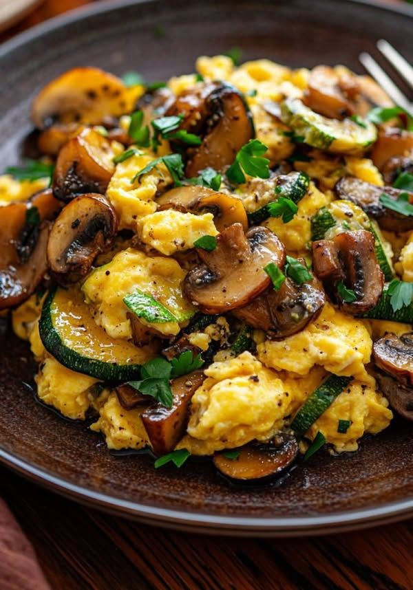 NThanh86518's tweet photo. Zucchini and Mushroom Scramble!🌿🍄🥚

✨Ingredients:
 4 large eggs
½ small zucchini, thinly sliced or diced
1 cup mushrooms, sliced (button or cremini)
2 tbsp onion or scallions, finely chopped
1 tbsp olive oil
2 tbsp milk or cream (optional, for fluffier eggs)
Salt and black pepper, to taste
¼ tsp dried oregano or thyme
2 tbsp crumbled feta or grated cheese
Fresh parsley or basil, for garnish
 🌿✨Instructions:
1.- Prep the Veggies:
Wash and slice zucchini and mushrooms.
Crack eggs into a bowl, add milk or cream (if using), salt, and pepper. Whisk until frothy.
2.- Saute the Veggies:
Heat olive oil in a non-stick skillet over medium heat.
Add onions (if using) and cook for 1–2 minutes until softened.
Add mushrooms and cook for 3–4 minutes until browned.
Add zucchini and herbs. Cook for another 2–3 minutes until tender but not mushy. Season lightly.
3.- Scramble the Eggs:
Push veggies to one side. Pour eggs into the pan.
Let sit for 20–30 seconds, then gently stir with a spatula, folding eggs from the edges inward.
Continue stirring until eggs are just set and still soft. Mix in veggies fully.
4. -Finish & Serve:
Optional: Stir in cheese or sprinkle on top after turning off the heat.
Garnish with fresh herbs. Serve hot with toast, avocado, or a side salad.