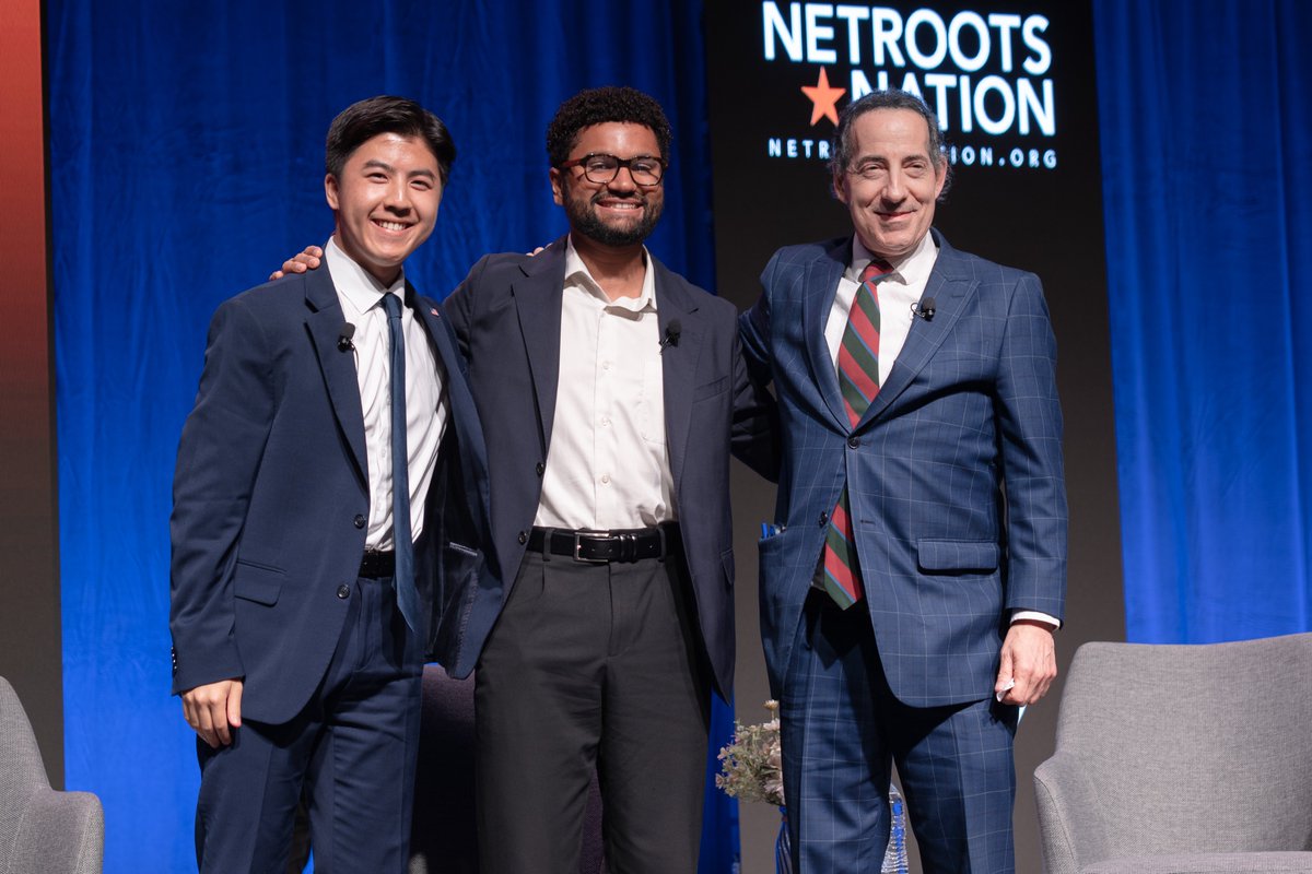 jamie_raskin's tweet photo. Thank you Netroots for assembling thousands of America’s essential content creators and progressive voices and for including Maxwell Frost and me in the closing event on engaging young people in the fight for democracy and freedom.  Very exciting to talk about Democracy Summer and the victories we’re helping to fuel across America.