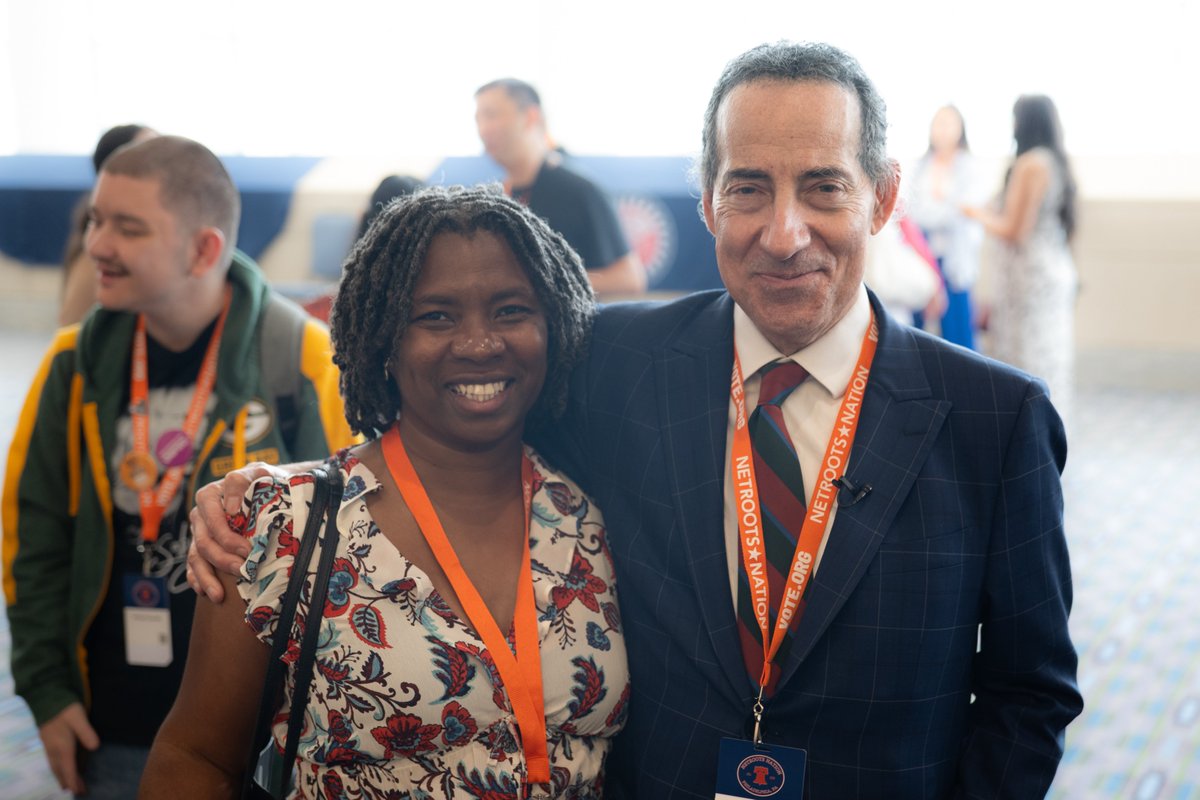 jamie_raskin's tweet photo. Thank you Netroots for assembling thousands of America’s essential content creators and progressive voices and for including Maxwell Frost and me in the closing event on engaging young people in the fight for democracy and freedom.  Very exciting to talk about Democracy Summer and the victories we’re helping to fuel across America.