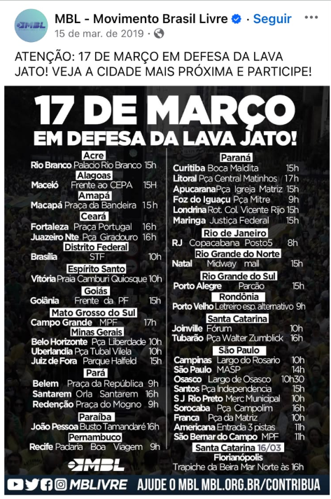 miltonn1990's tweet photo. 6) A atuação do MBL contra referido inquérito não se limitou, porém, a um post de twitter. 

Muito pelo contrário: o MBL convocou, para o dia 17/03/2019 (ou seja, apenas 3 (três) dias após a abertura do inquérito) uma manifestação nacional. Veja: https://t.co/xhUJgceBU0