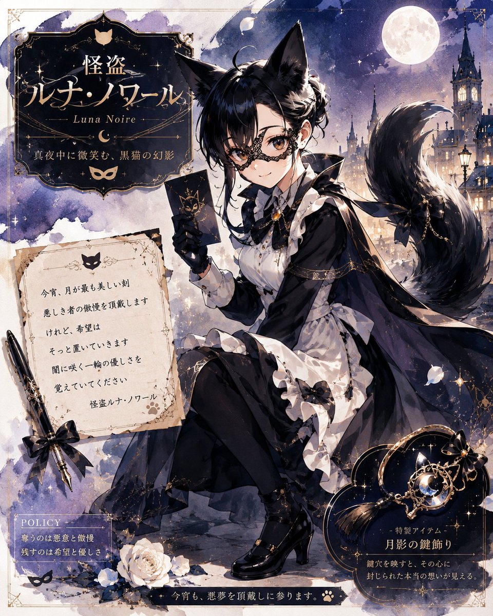 WiseOwl_Lab's tweet photo. 🦉Wise Owl Cafe一味が、もしも三人そろって怪盗だったら……？

梟🦉怪盗団《帰路の灯》🐺🔧👓

夜、閉店後のカフェにて、、、
👓『さて、今夜の仕事についてだけど…』
🔧『足、ひっぱるなよ』
🐺『物音ひとつ、たてないんだからっ！』
🔧『すでにうるさい』
👓『👏はいはい、そこケンカしない』

雑葉さんの面白プロンプト、
こだわりが詰まってます！

おまかせでも、しっかり設定いれても、
なかなか良い怪盗像を描いてくれる👀✨

エリオとマスター、
隠し設定の方が少し漏れだしてるな😅

#AIイラスト #GPT #怪盗
